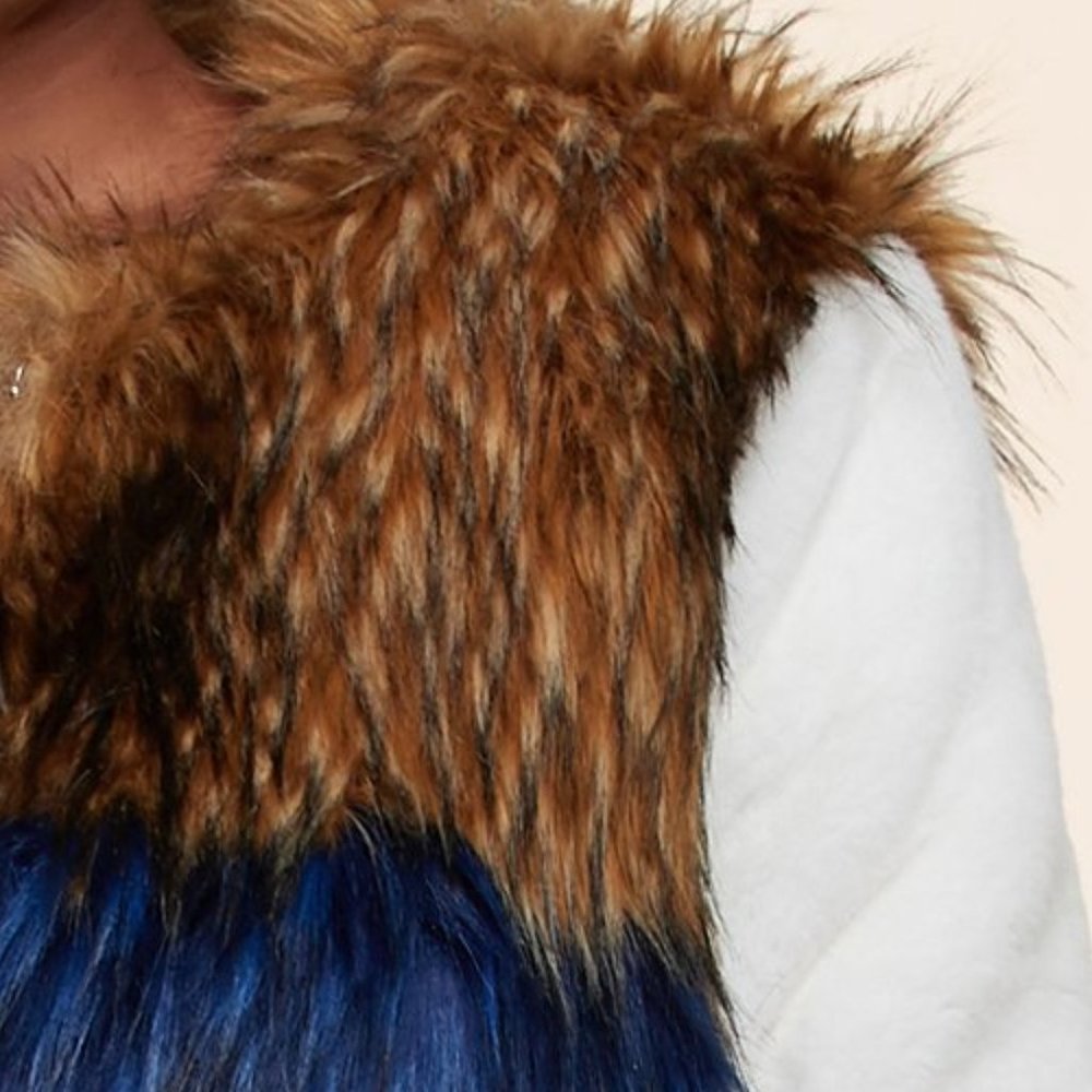 MULTI-COLOR FAUX FUR COAT - PLUS SIZE ๐ - Picture 2 of 4